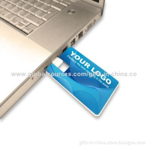 Promotional Credit Card USB Flash Drives with High-printing Quality, 64MB to 16GB Memory Capacity